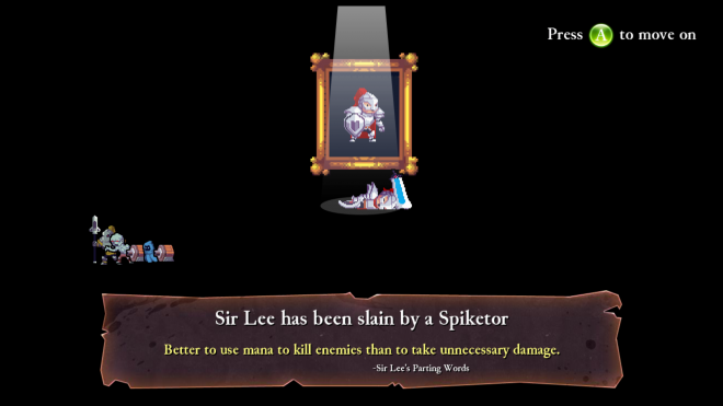 You dead Rogue Legacy Death Screen