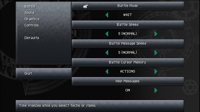 Game Settings Screen