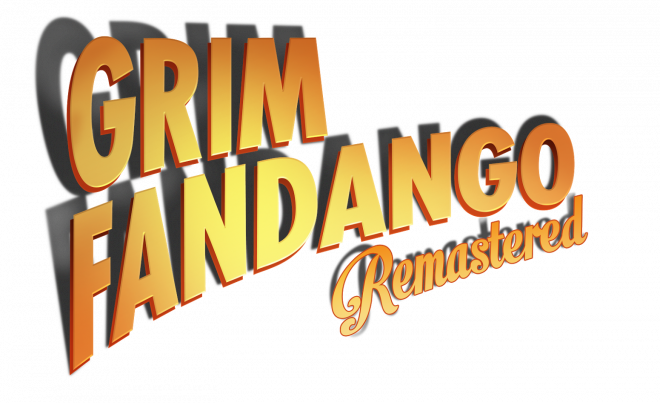 The game logo that reads 'Grim Fandango Remastered' in golden letters.