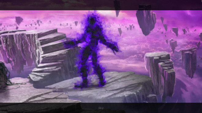 A black figure engulfed by the violet flame.