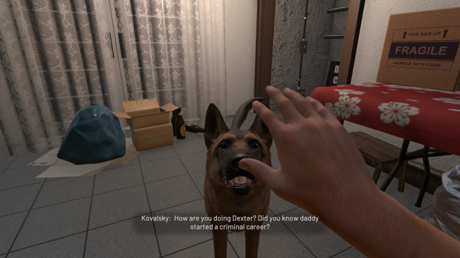 petting_Dexter_german_shepherd_in_Crime_Scene_Cleaner
